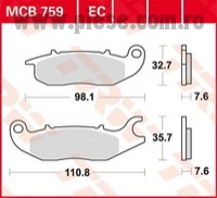 Set placute frana TRW MCB759EC - Honda ANF Innova (07-12) CBF (09-) CBR-R (04-)- Piaggio Medley - New Liberty 4T 125-150cc